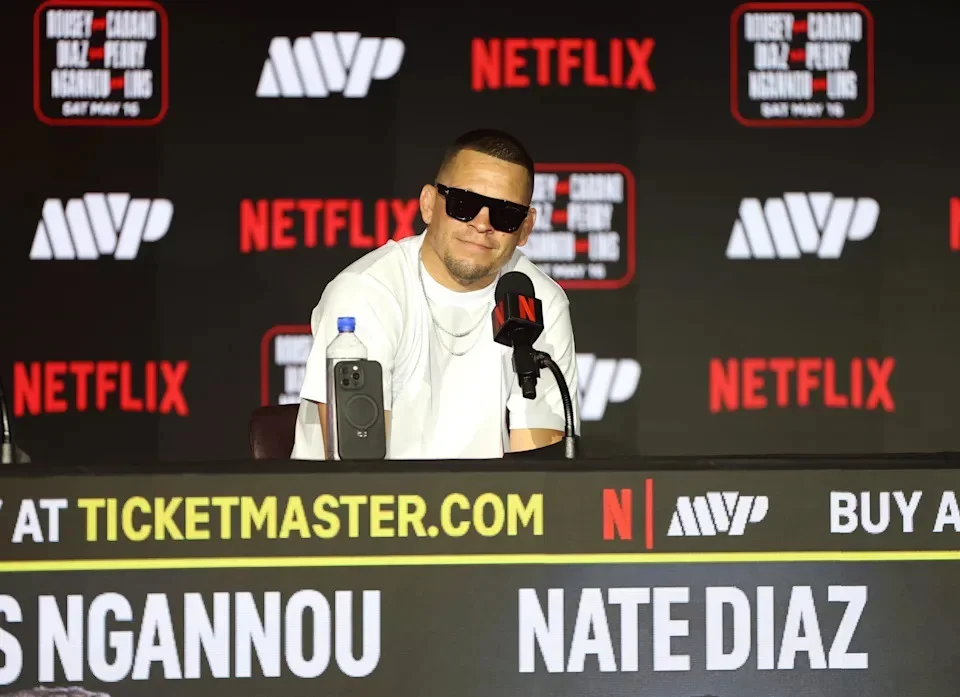NEW YORK, NY - APRIL 15: Nate Diaz attends Rousey vs. Carano NYC Press Conference at The Palladium on April 15, 2026 in New York, New York. (Photo by Sarah Stier/Getty Images for Netflix) | Getty Images for Netflix